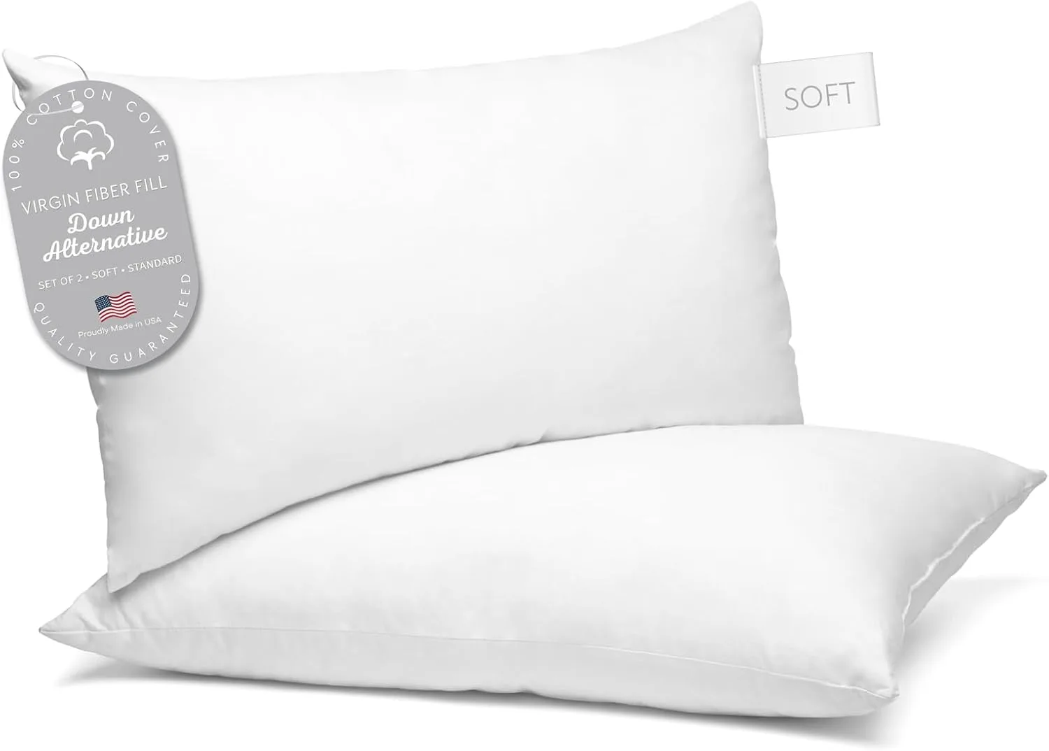 Digital Decor 100% Cotton Luxury Hotel Pillows Standard Size Set of 2