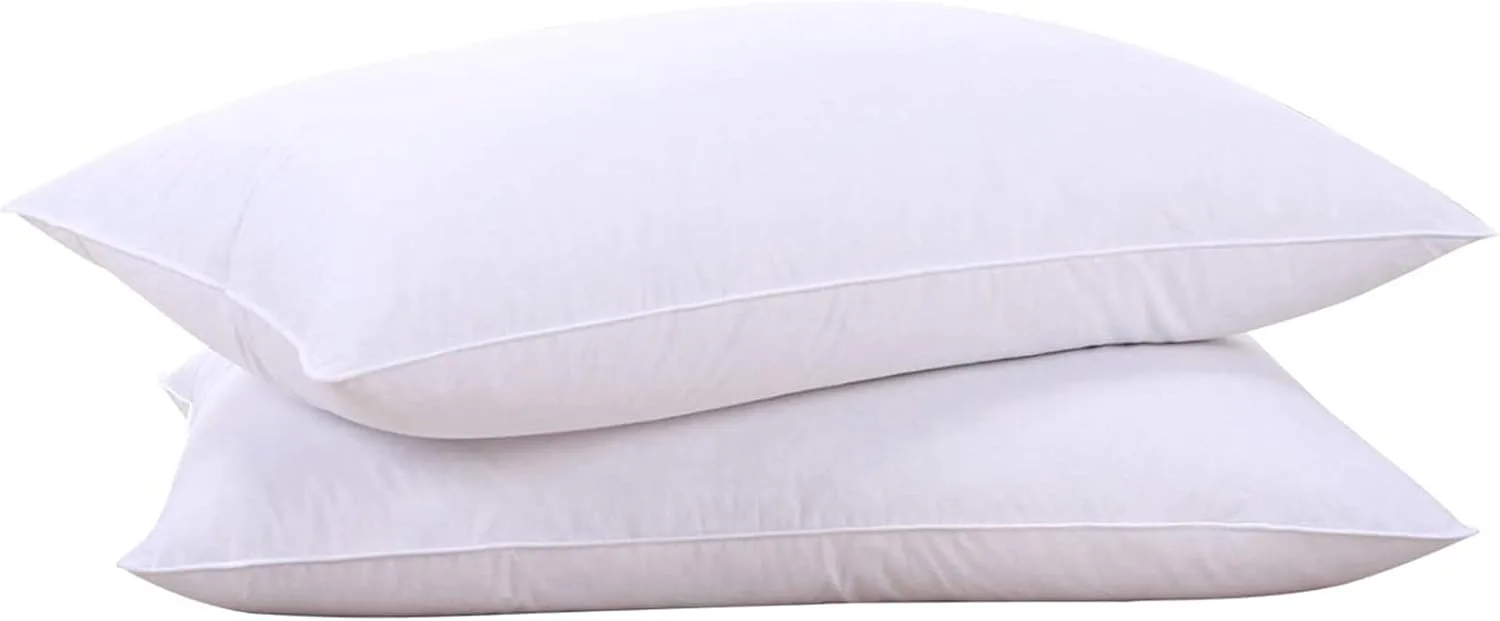 puredown® Goose Feathers and Down White Pillows with 100% Soft Cotton Cover