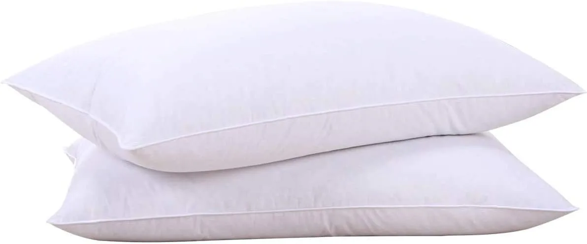 puredown® Goose Feathers and Down White Pillows with 100% Soft Cotton Cover
