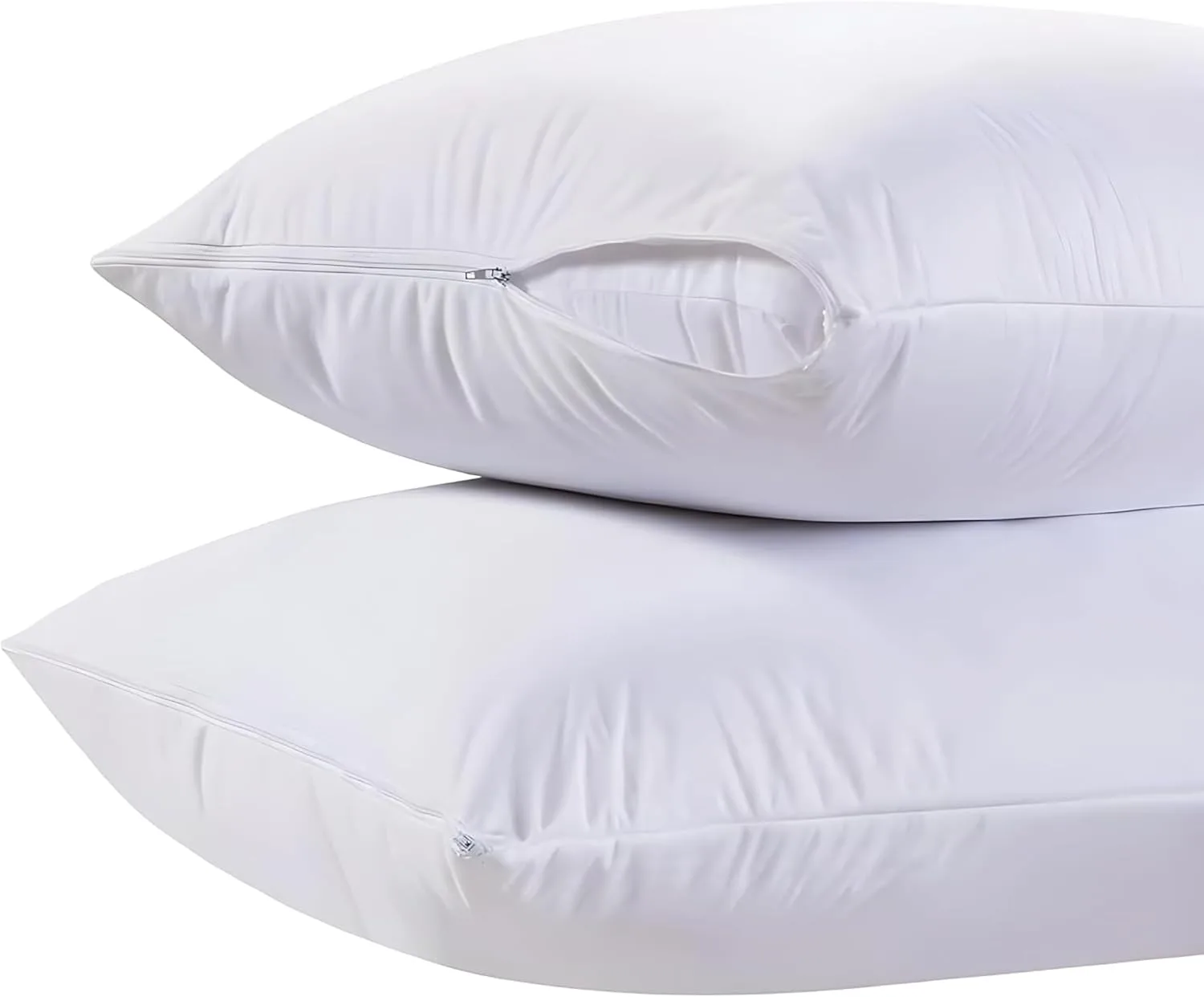 White Classic King Pillow Covers with Zipper 2 Pack