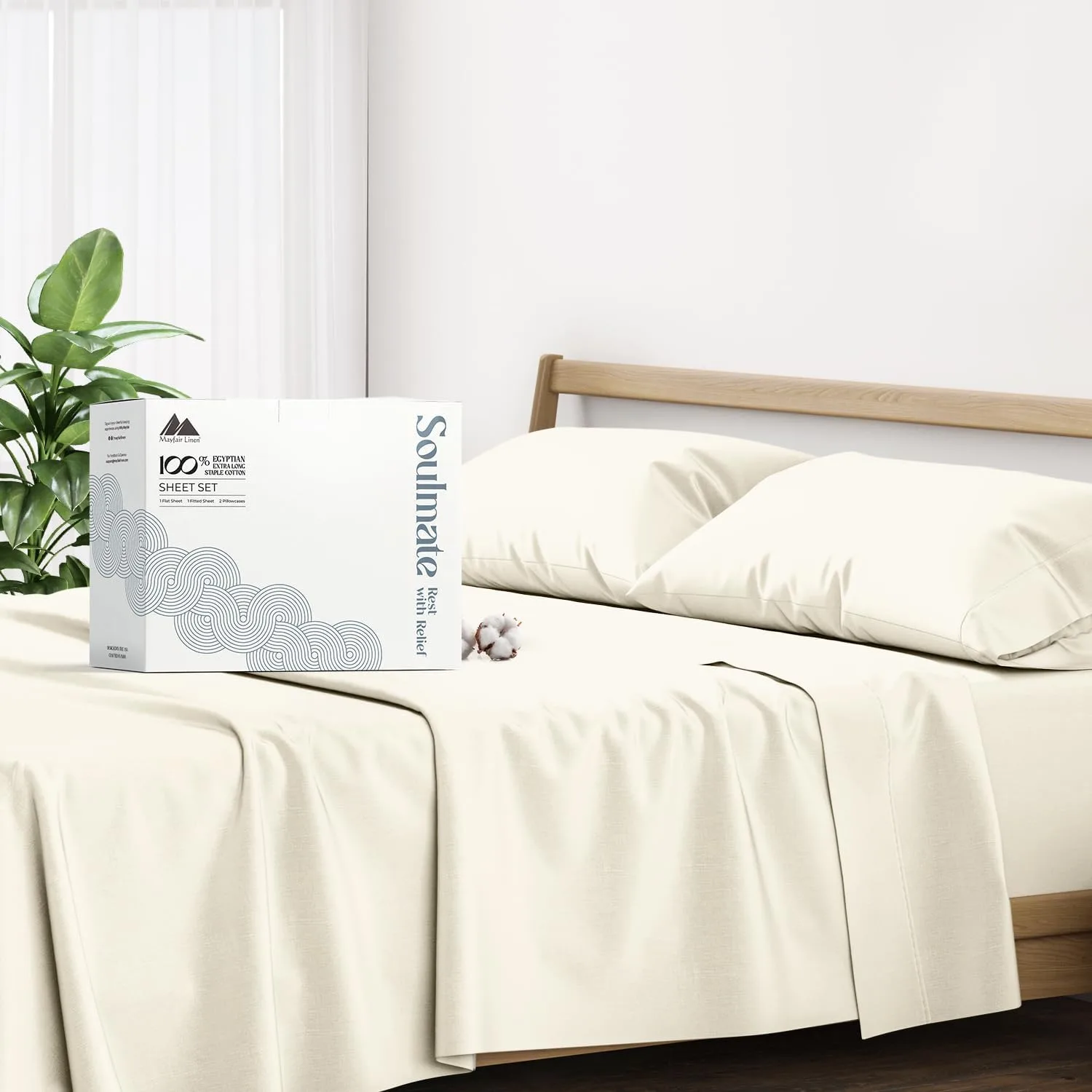 Mayfair Linen 100% Egyptian Cotton Sheets Queen Size Bed Set