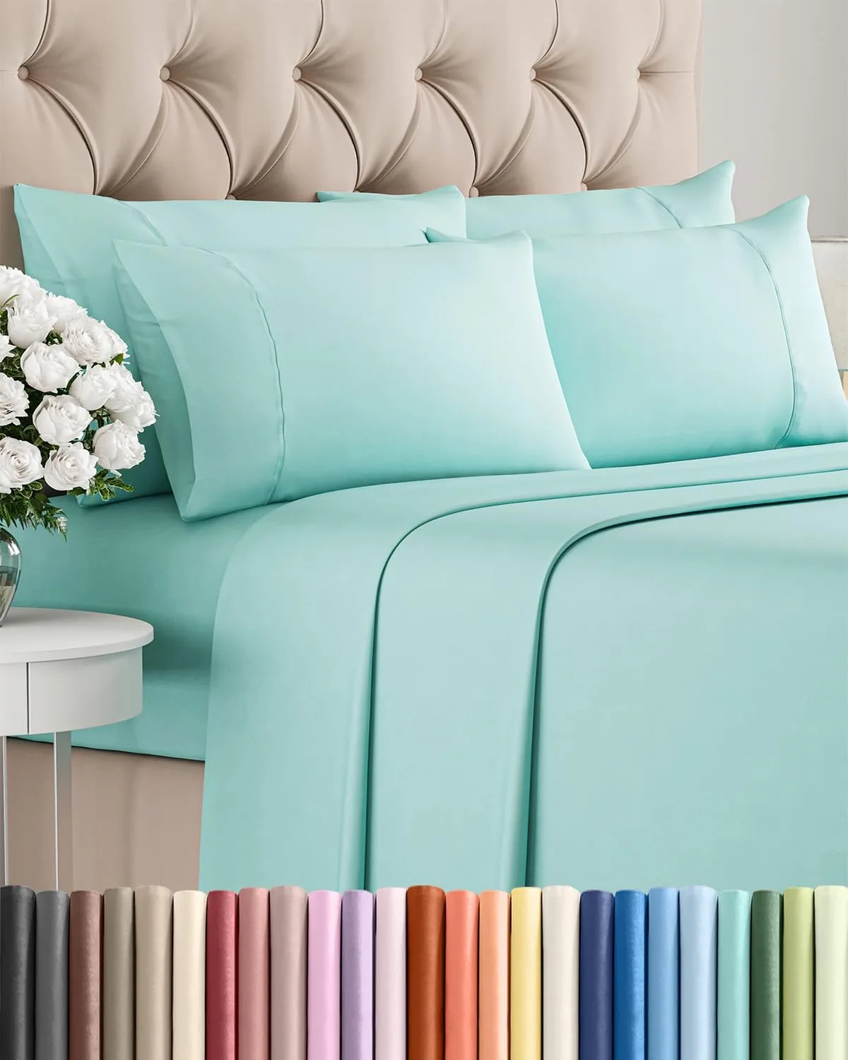 Full 6 Piece Sheet Set - Comfy Breathable & Cooling