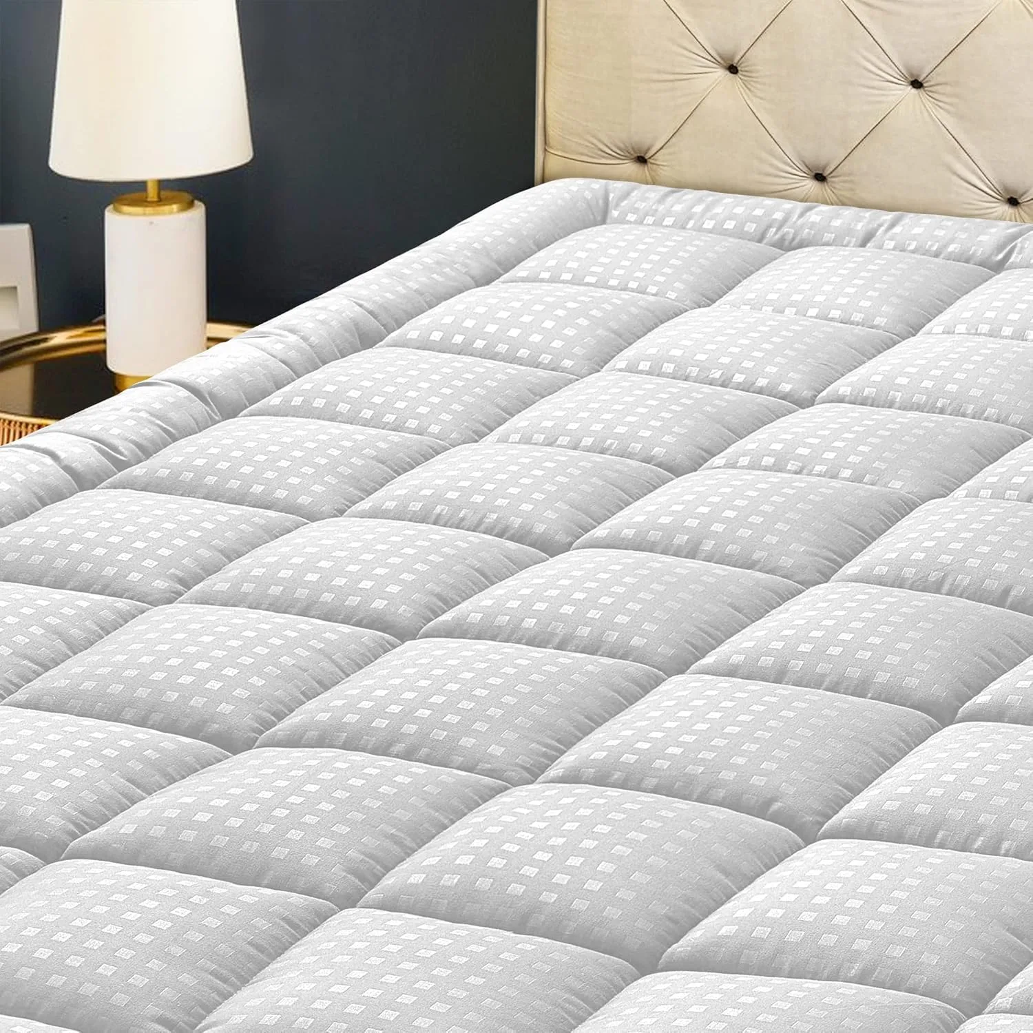 Hyleory Queen Mattress Pad Quilted Fitted Mattress Protector Cooling Pillow Top Mattress Cover