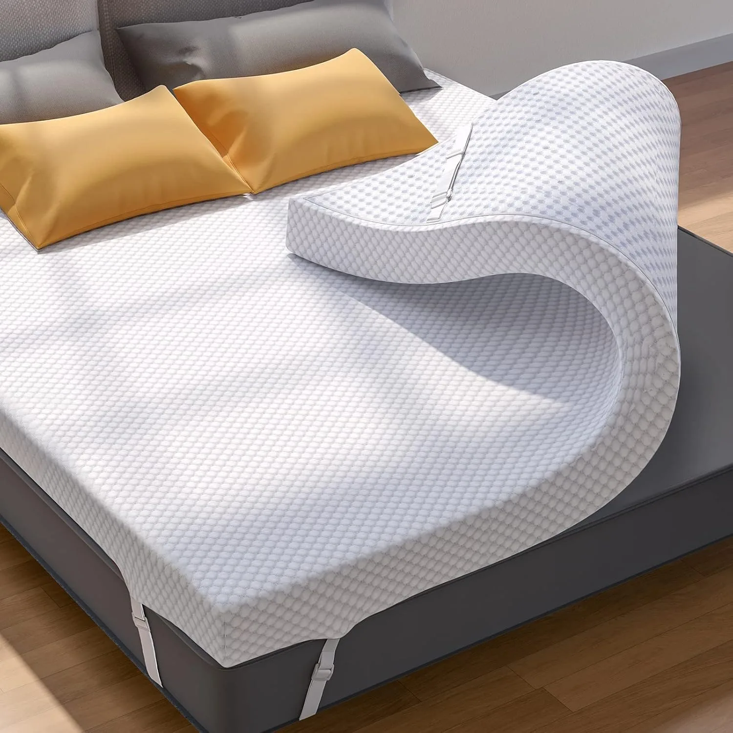 Perlecare 4 Inch Gel Memory Foam Mattress Topper for Pressure Relief