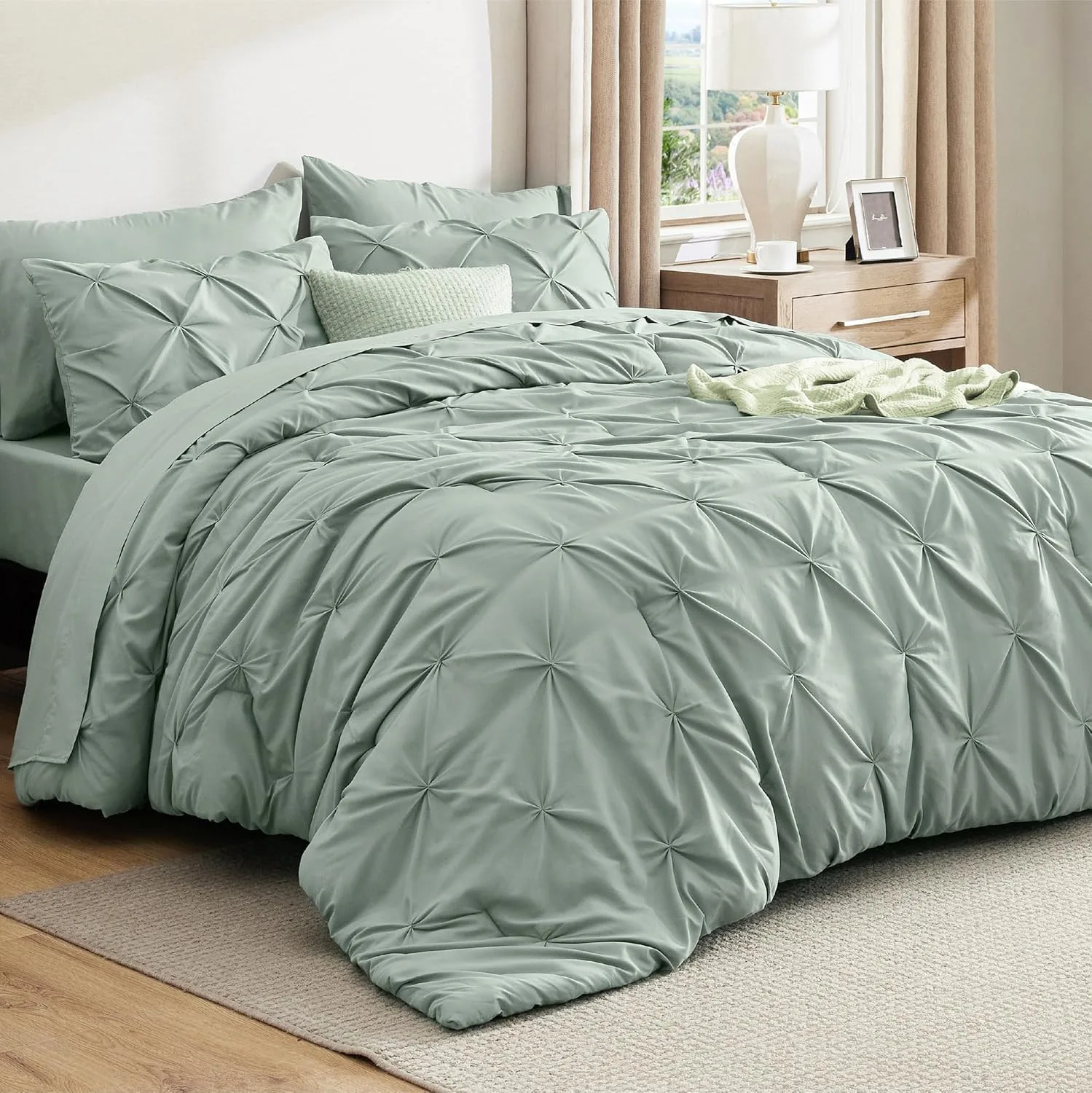 Bedsure Queen Comforter Set Sage Green
