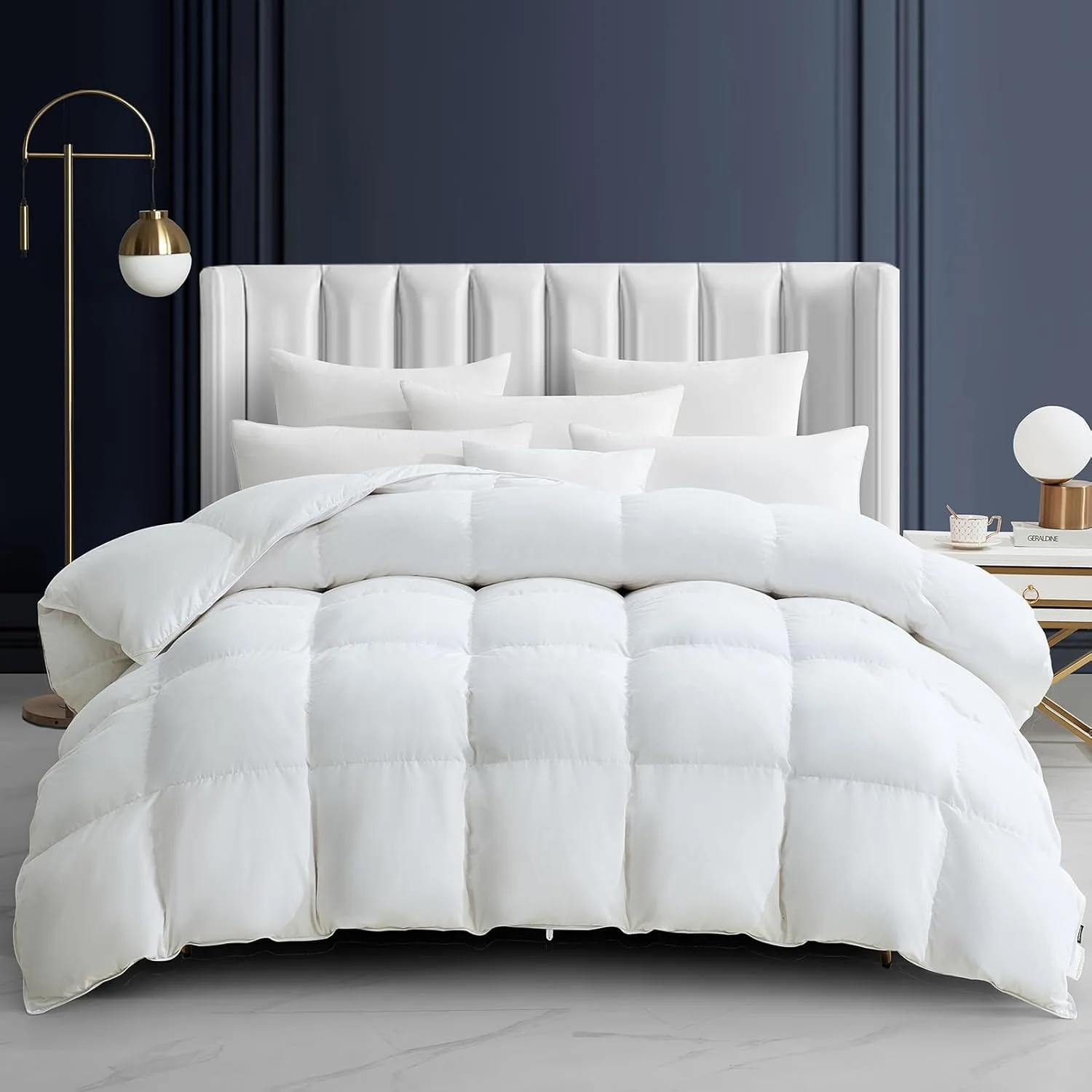 Maple&Stone King Feather Down Comforter Heavyweight White Down Duvet Insert Ultra Soft 100% Cotton