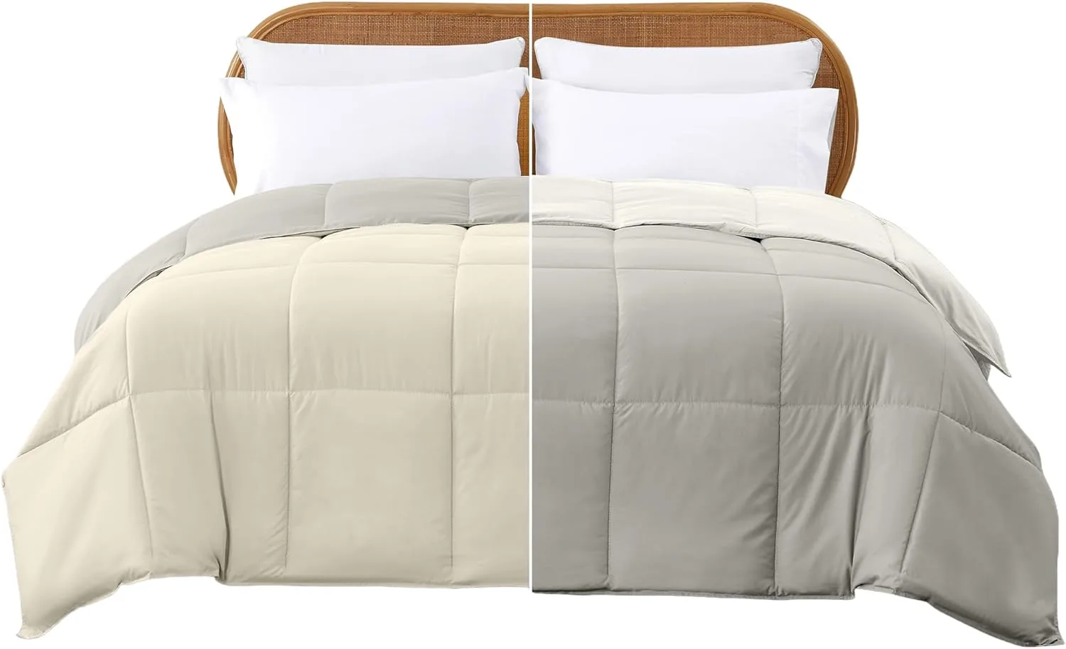 Modern Threads Down Alternative Reversible Comforter Ivory/Taupe California King