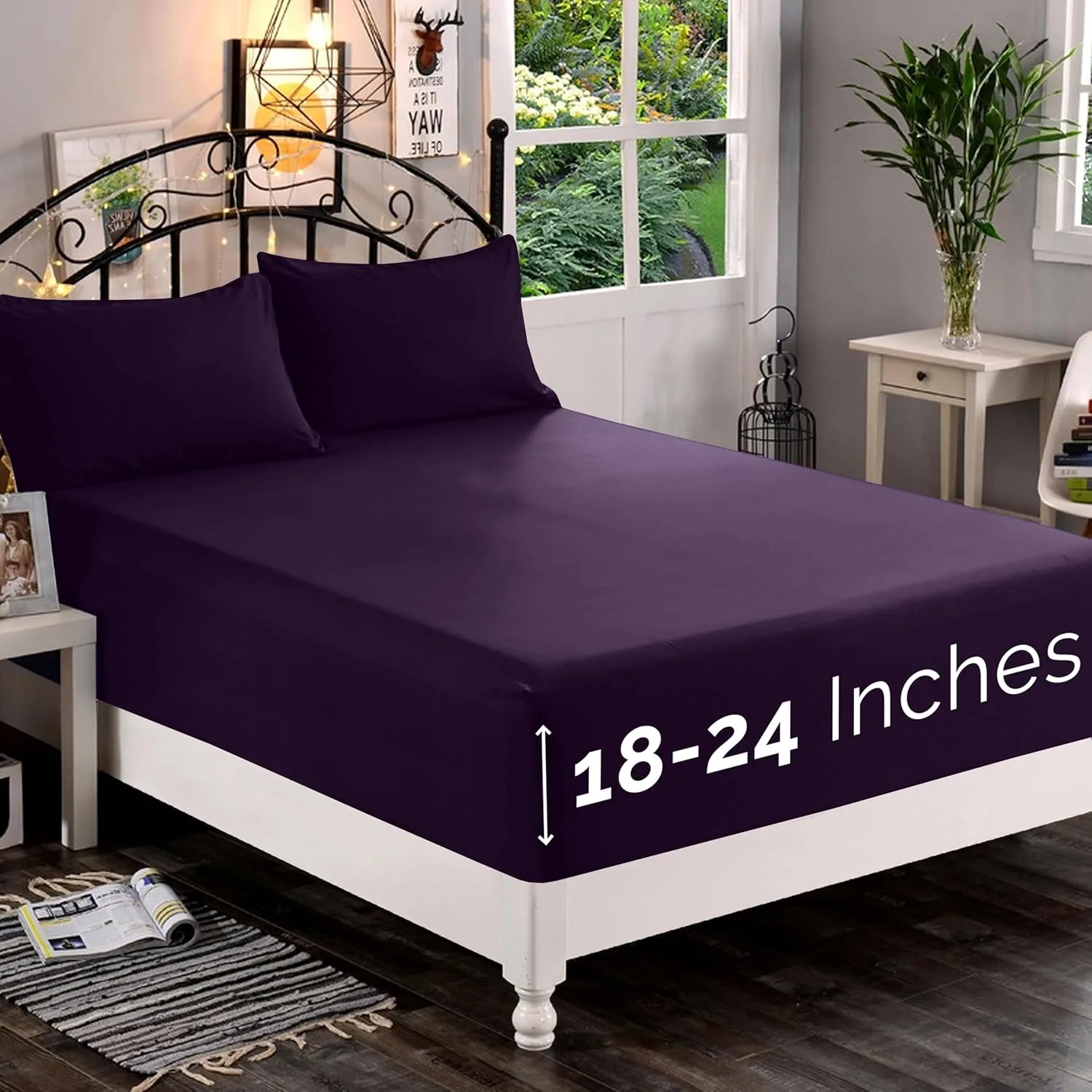 Elegant Comfort 1500 Premium Quality Fitted Sheet Ultra Soft 18-24 Inch Extra Deep Pocket